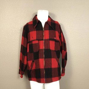 LL Bean Original 1970's Buffalo Plaid Red Black Virgin Wool w Back Game …